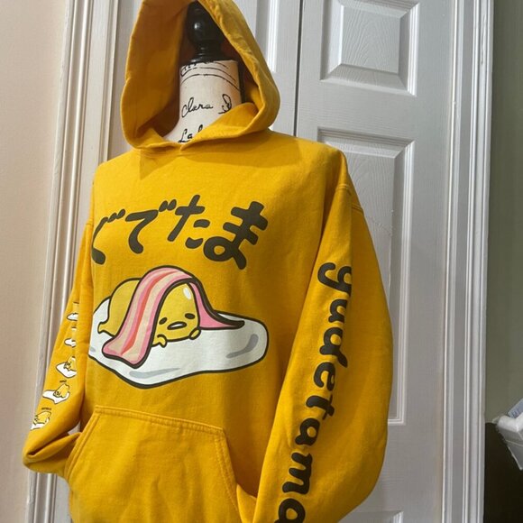 GUDETAMA KAWAII SANRIO HOODIE THE LAZY EGG SWEATSHIRT SIZE MEDIUM - Picture 7 of 15